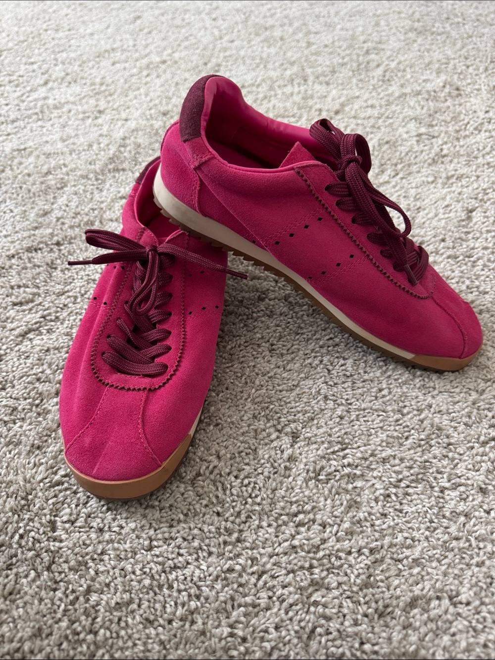 Steve Madden Pink Suede Lace-Up Sneakers with Gum Sole